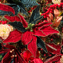 Load image into Gallery viewer, Red and Rich Green Poinsettia Stem 52cm
