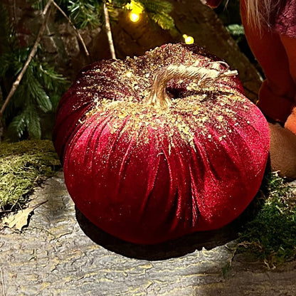 Velvet Pumpkin with Glitter and Beads