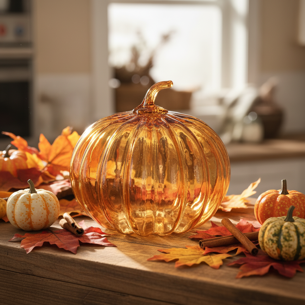 Orange Glass Pumpkin Ornament