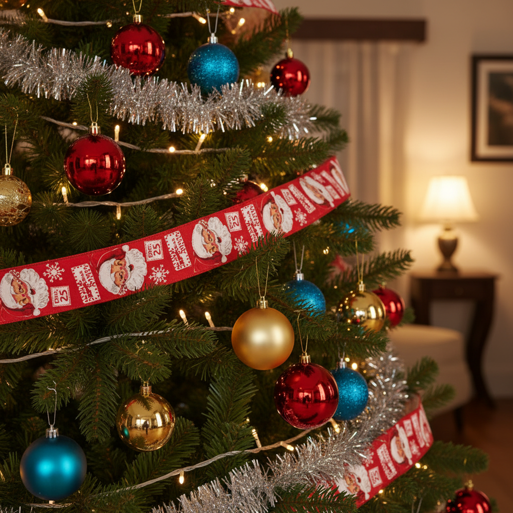 Red December 25th Santa Christmas Ribbon