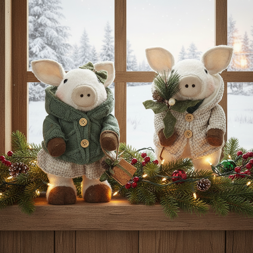 Festive Pig Doll Ornament