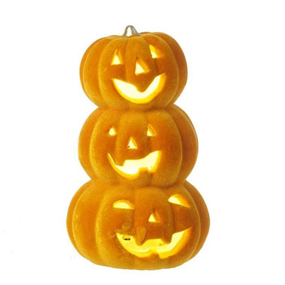 Light up Ceramic Trio of Halloween Pumpkins Stack