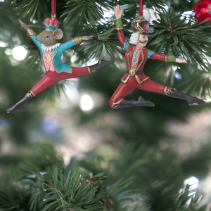 Dancing Nutcracker and Mouse Christmas Hanging Tree Decoration