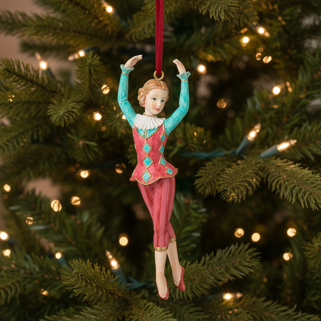 Harlequin Ballet Girl Christmas Hanging Tree Ornament