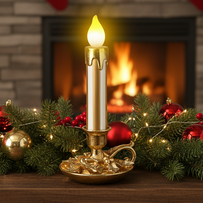 Gold Light Up Christmas Candle Stick 37cm