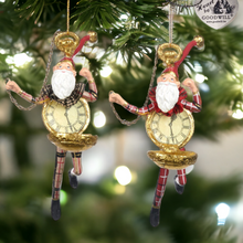 Load image into Gallery viewer, Royal Tartan Santa Clock Hanging Decoration
