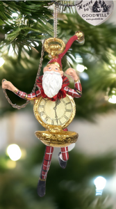 Royal Tartan Santa Clock Hanging Decoration