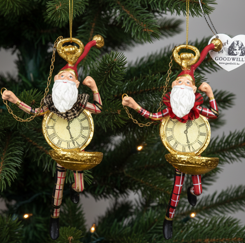 Royal Tartan Santa Clock Hanging Decoration