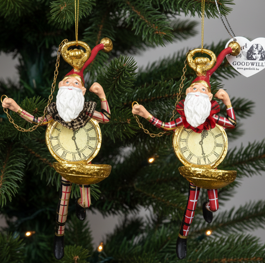 Royal Tartan Santa Clock Hanging Decoration