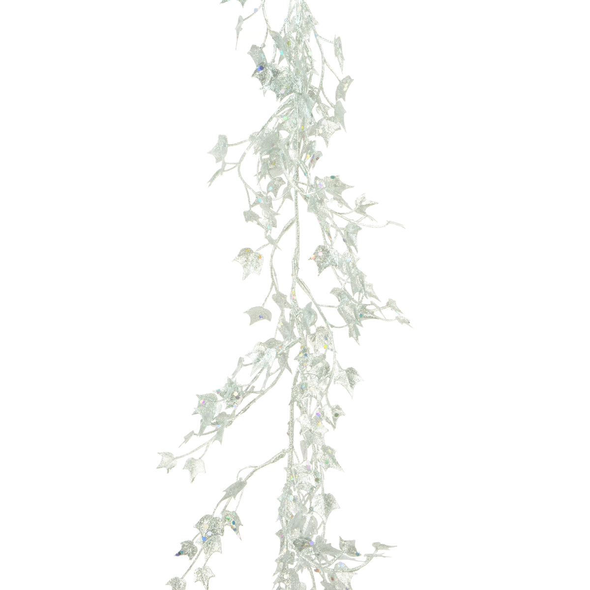 Artificial sliver  leaf garland with glitter 180cm