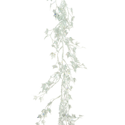 Artificial sliver  leaf garland with glitter 180cm