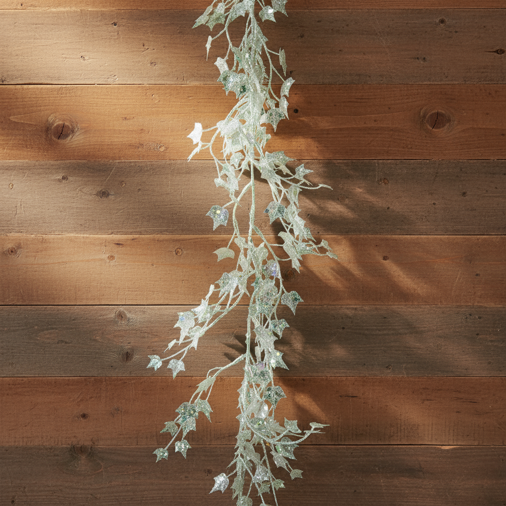 Silver Glitter Ivy Christmas Garland 180cm