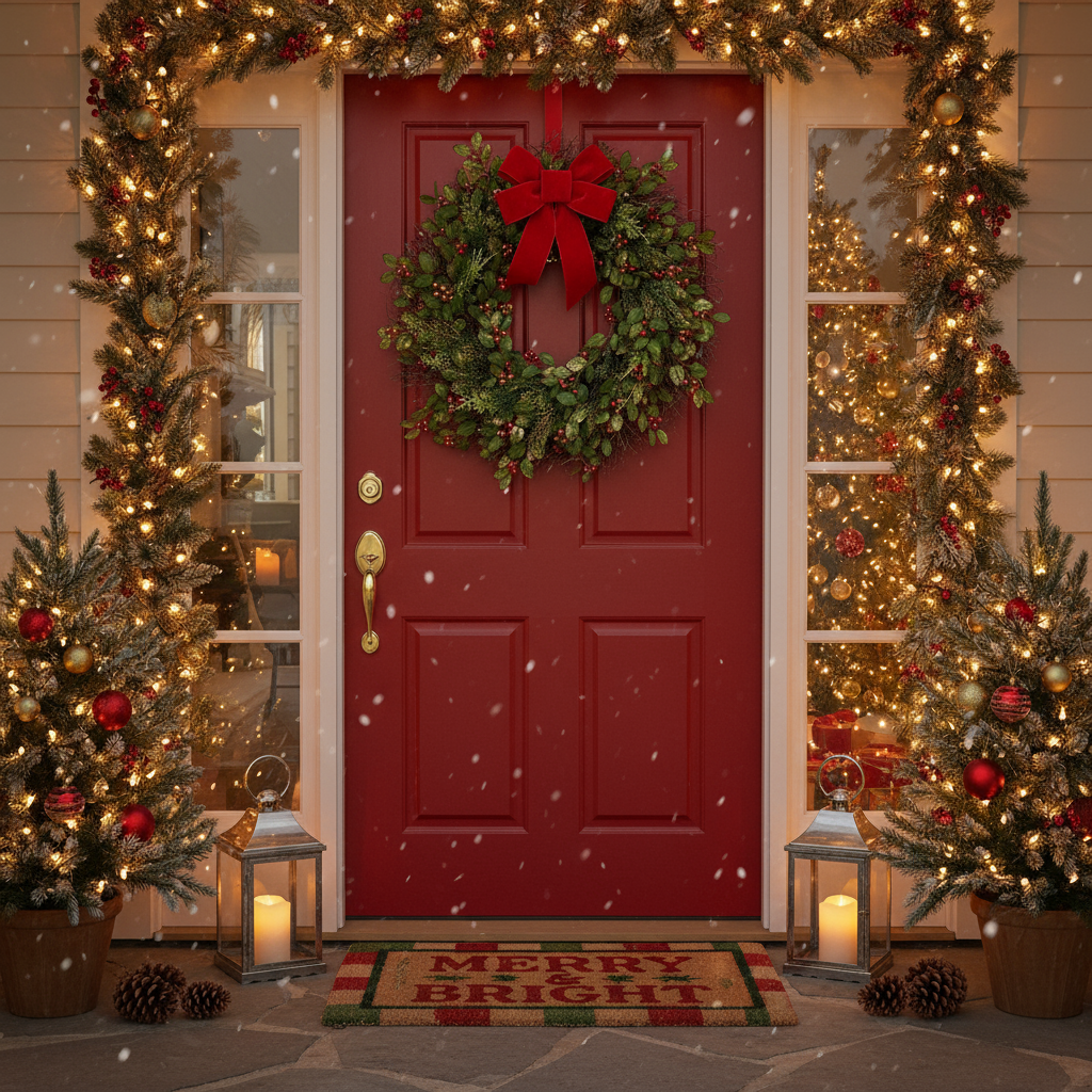 Glitter Holly Christmas Wreath 58cm