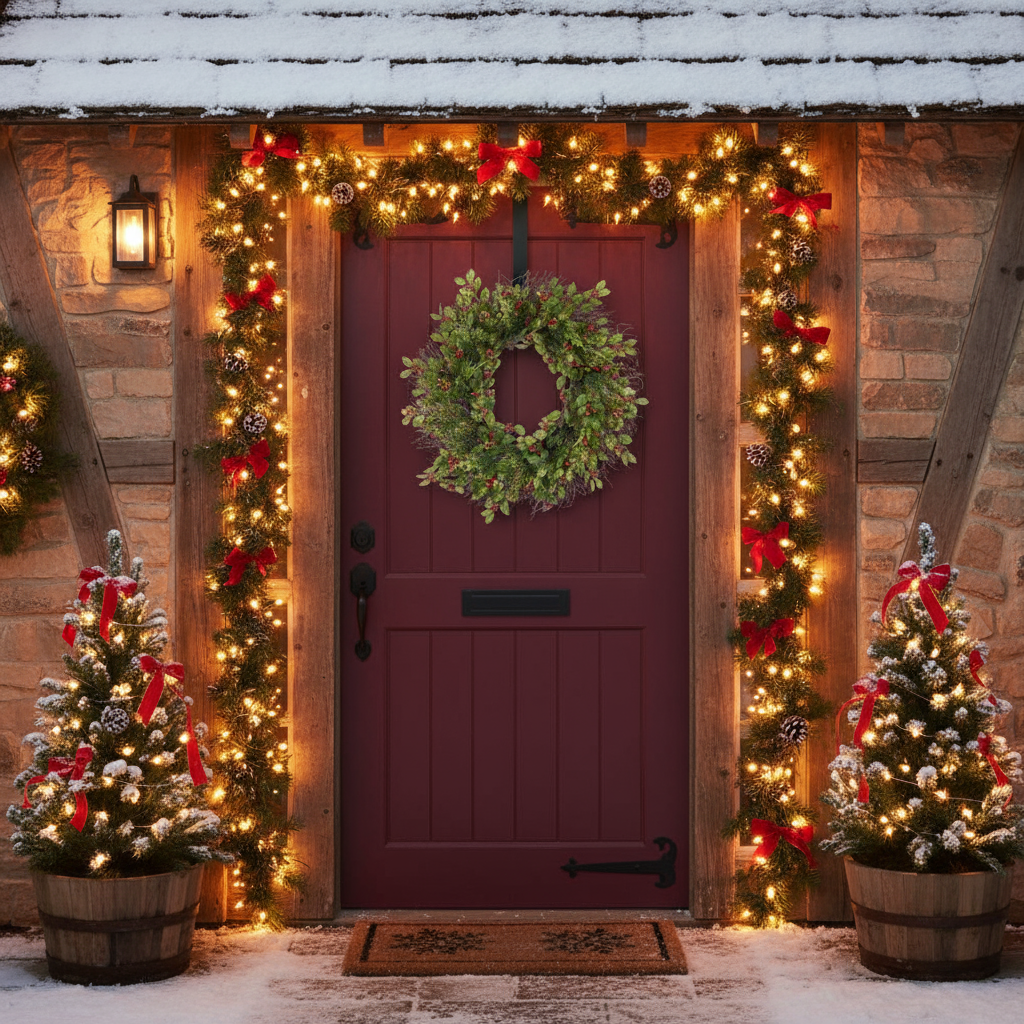 Glitter Holly Christmas Wreath 58cm