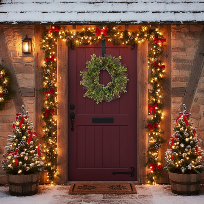 Glitter Holly Christmas Wreath 58cm