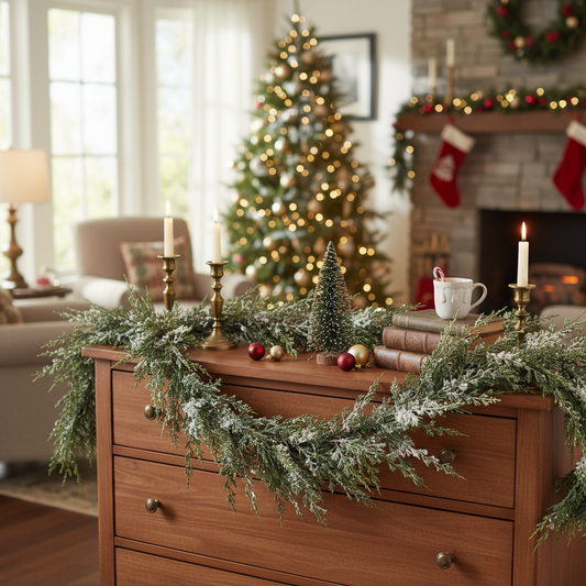 Snowy Cedar Christmas Garland 152cm