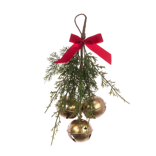 Christmas Hanging Bouquet with Bow and Bells
