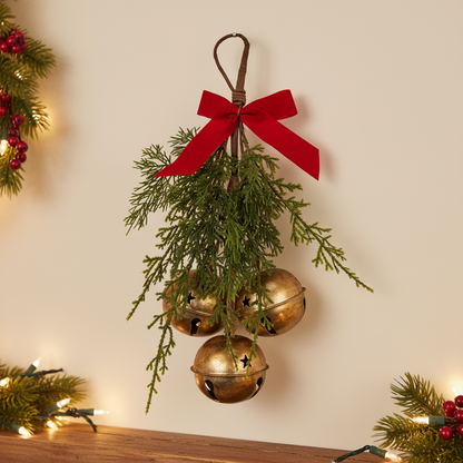 Christmas Hanging Bouquet with Bow and Bells