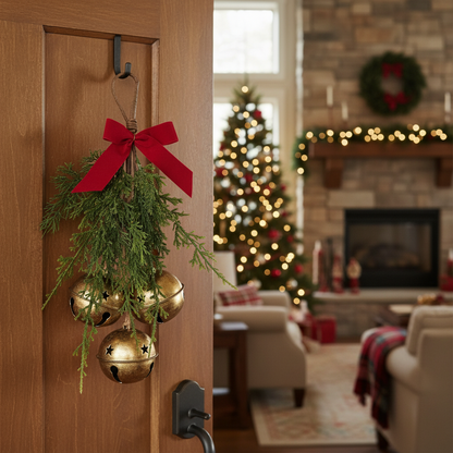Christmas Hanging Bouquet with Bow and Bells