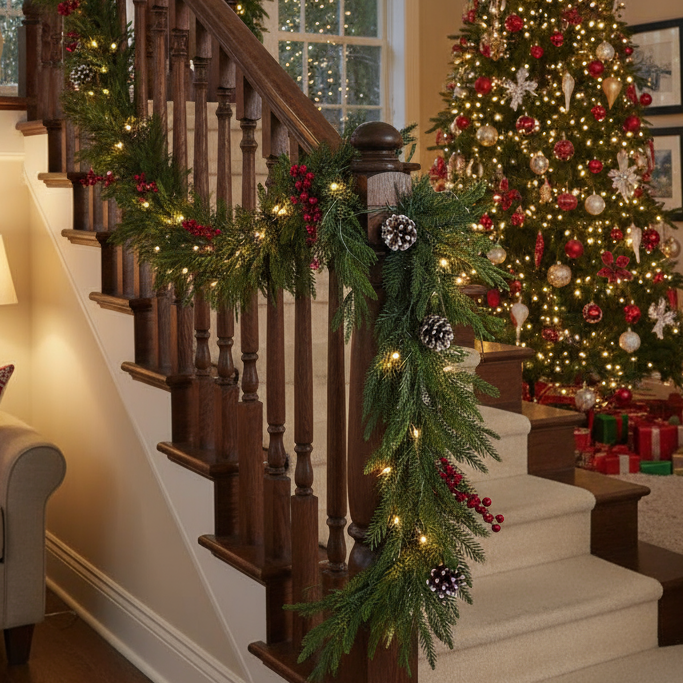 Waxed Pine Christmas Garland 180cm