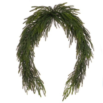 Artificial green garland on a white background