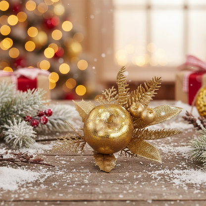 Gold Apple and Berry Christmas Pick