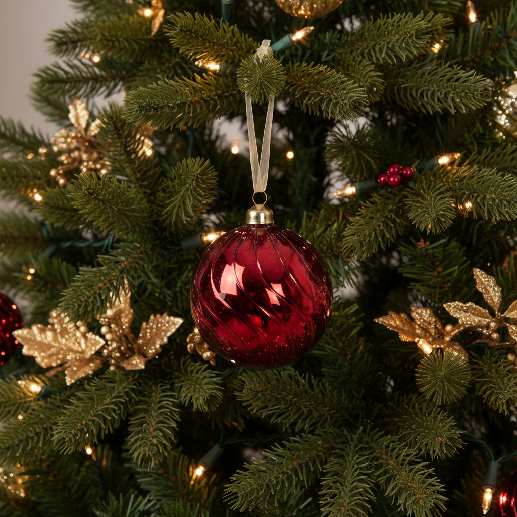 Red Glass Christmas Bauble 10cm