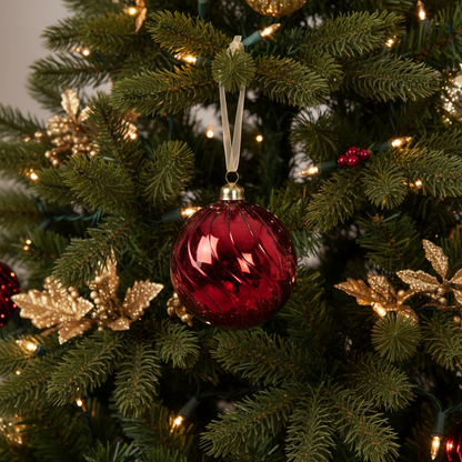 Red Glass Christmas Bauble 10cm