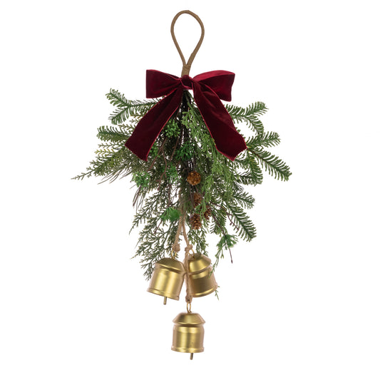 Belmesthorpe Christmas Hanging Bouquet with Bow and Bells