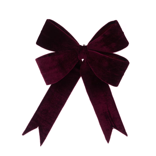 Burgundy Velvet Wired Christmas Bow 35cm