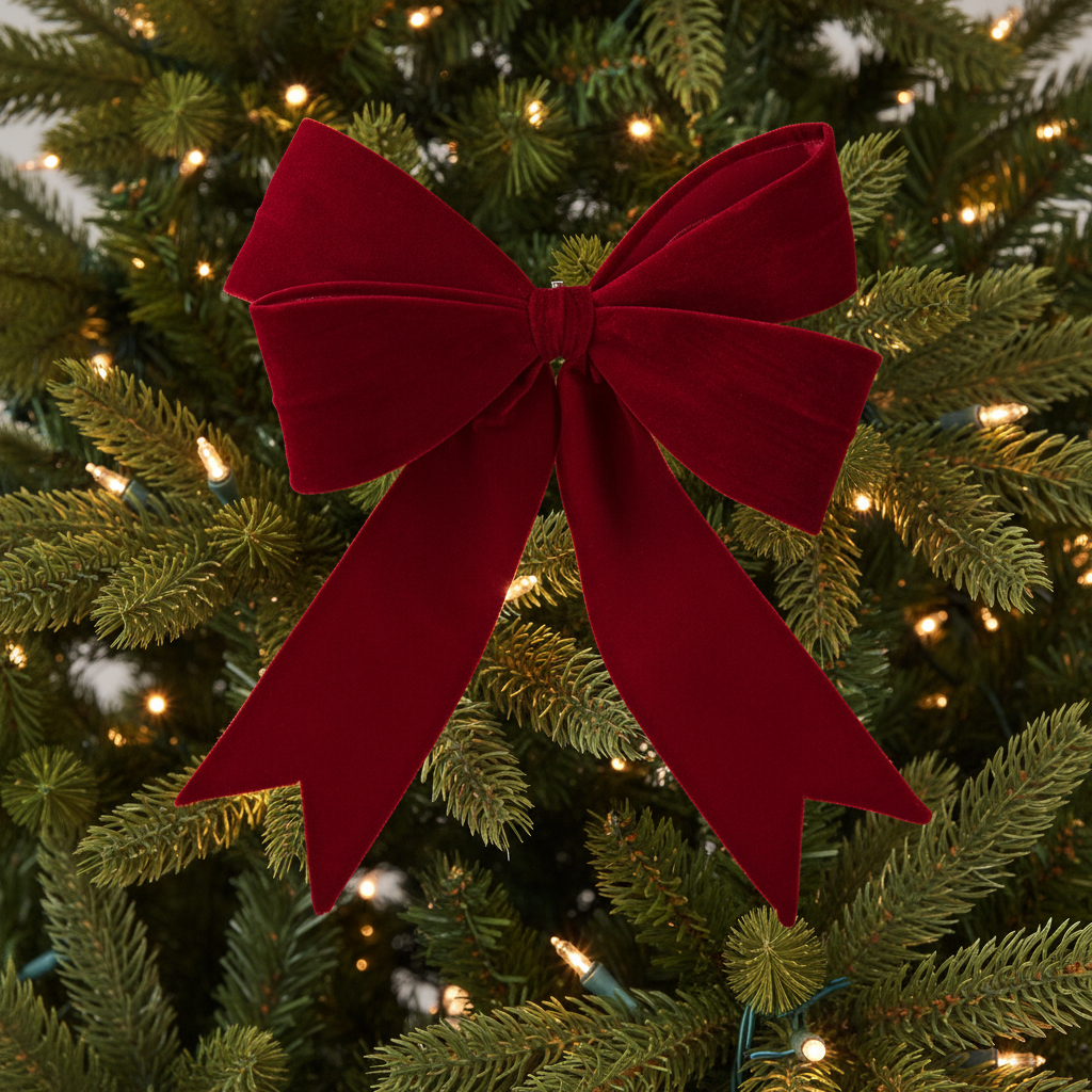 Red Velvet Wired Christmas Bow 48cm