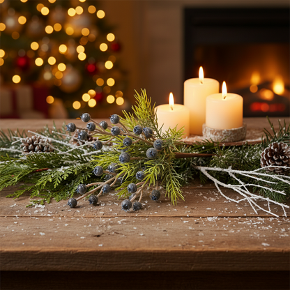 Blue Berry Christmas Pick 22cm