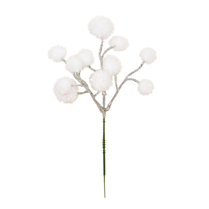 White Christmas Pom Pom Pick 26cm
