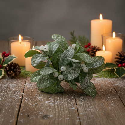 Frosted Mistletoe Christmas Pick 20cm