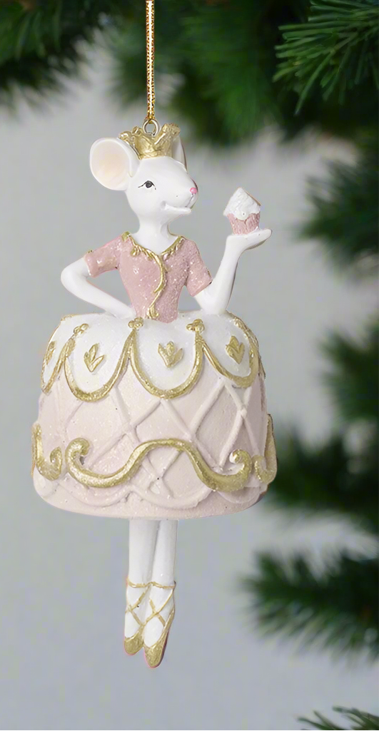 Gold Ballerina Mouse Hanging Christmas Tree Decoration