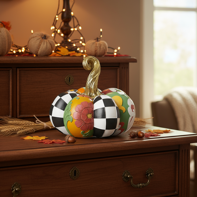 Mixed Pattern Pumpkin Decoration