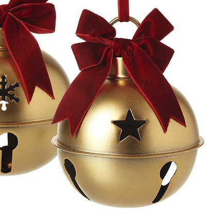 Christmas Gold Bell with Velvet Red Bow