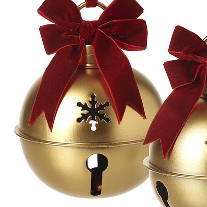 Christmas Gold Bell with Velvet Red Bow