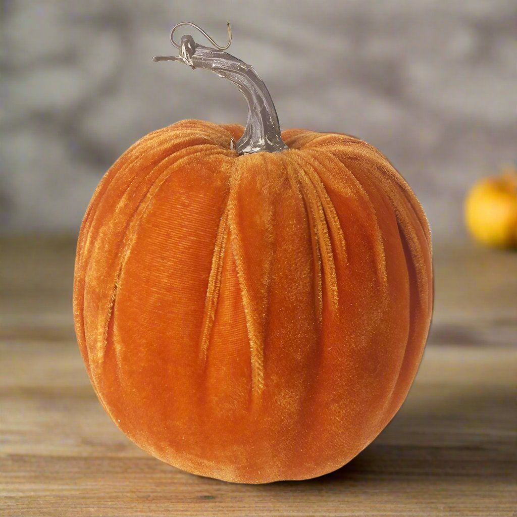 Velvet Orange Pumpkin Decoration
