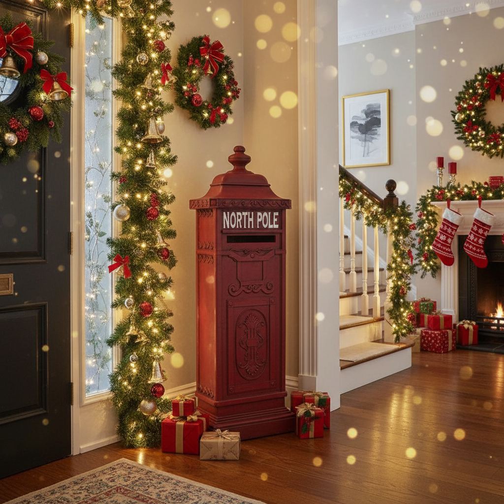 North Pole 3ft Red Vintage Post Box