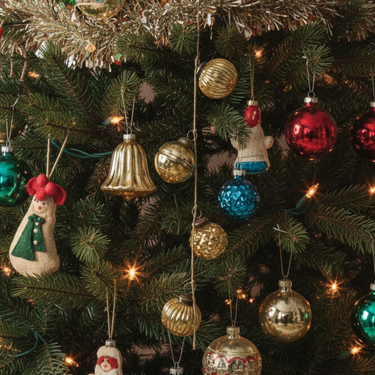 Vintage Style Gold Glass Christmas Bauble Garland