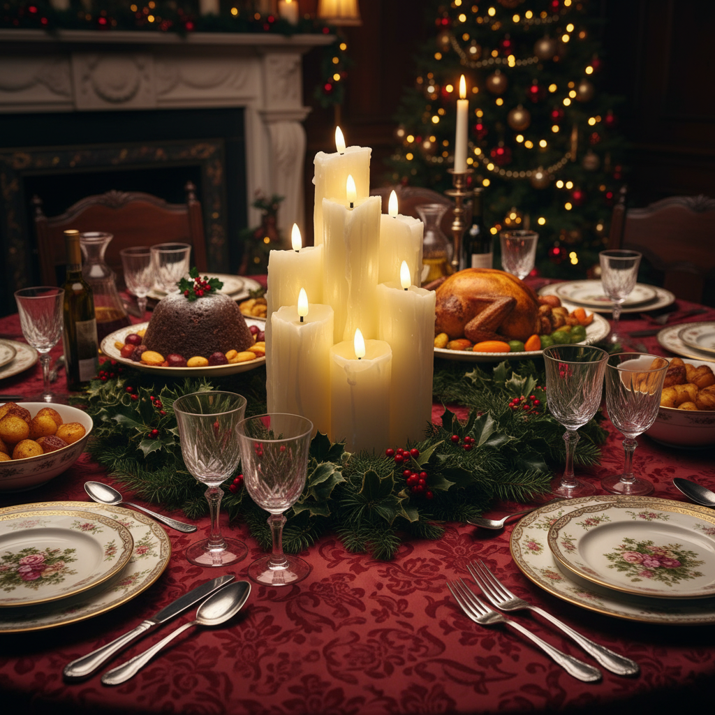 7 Piece Vintage Style Melted Edge Wax Christmas Candles