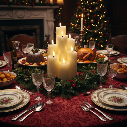 7 Piece Vintage Style Melted Edge Wax Christmas Candles