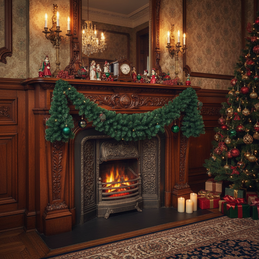 A green Christmas swag garland made of PVC with a length of 180cm and a diameter of 60cm, featuring soft needle tips for indoor use.