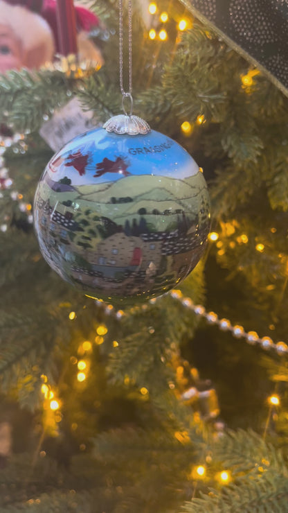 Grassington Village Glass Bauble