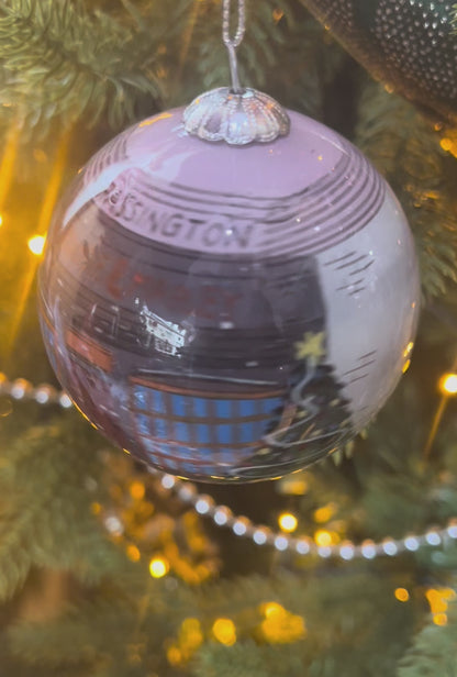 Love Christmas Shop and Scrooge Grassington Glass Bauble