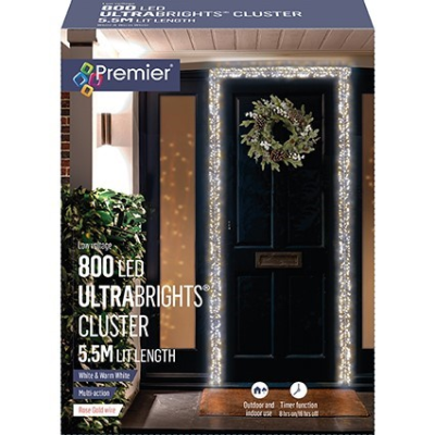 Premier 800 White & Warm White LED Ultrabrights Cluster Lights