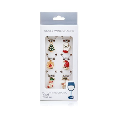 Set of 6 Christmas Wine Glass Charms