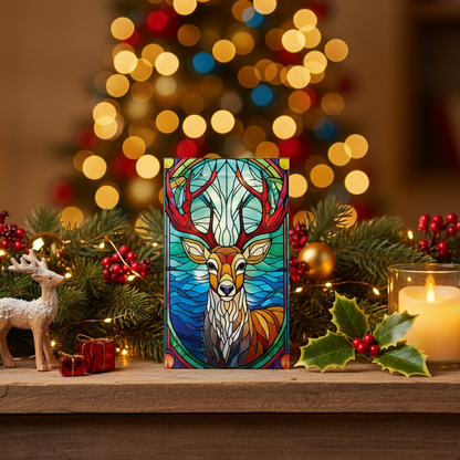Stag Stained Glass Lit Ornament