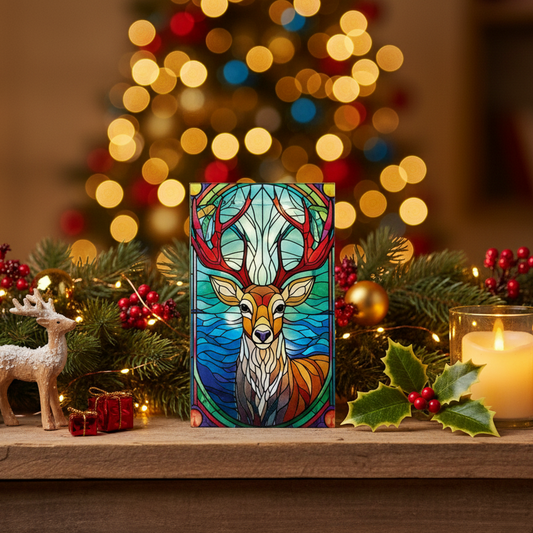 Stag Stained Glass Lit Ornament